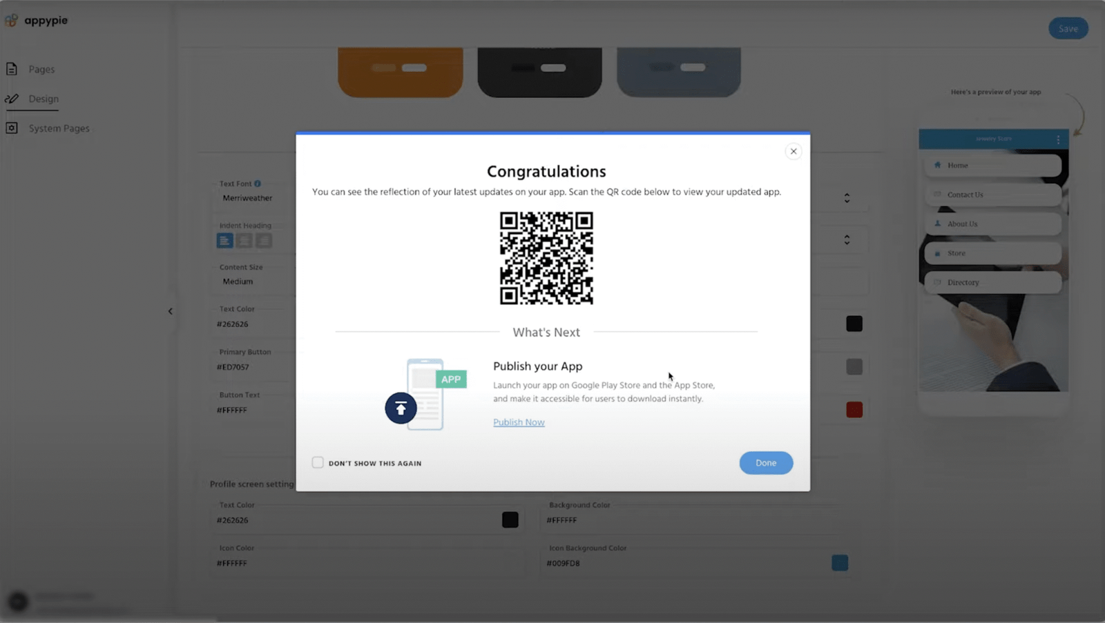publish ai app using appypie builder